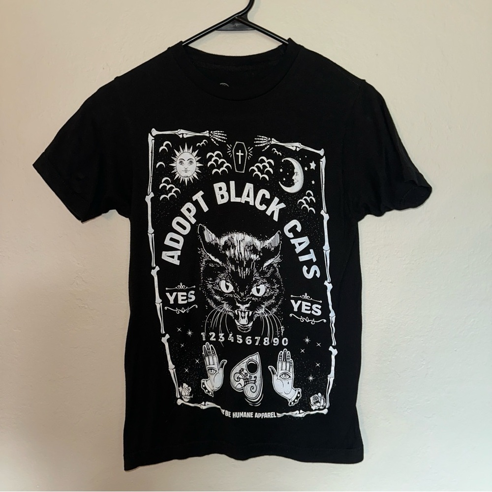 Adopt Black Cats Graphic Tee - Black